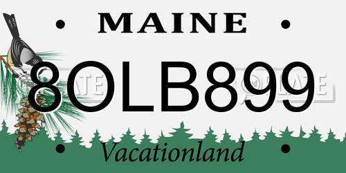 8OLB899 Maine License Plate