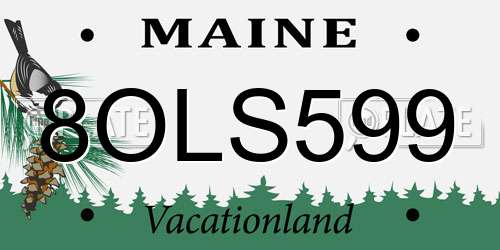 8OLS599 Maine License Plate
