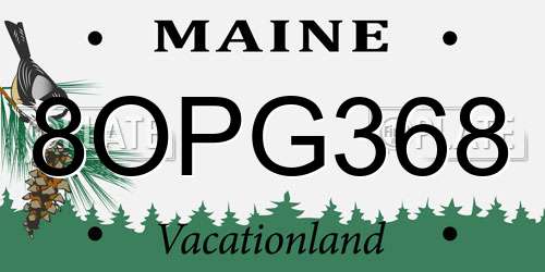 8OPG368 Maine License Plate