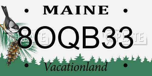 8OQB33 Maine License Plate