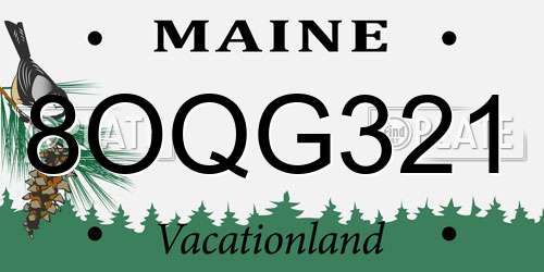8OQG321 Maine License Plate