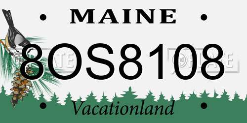 8OS8108 Maine License Plate