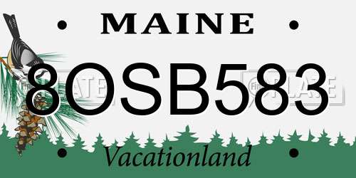 8OSB583 Maine License Plate