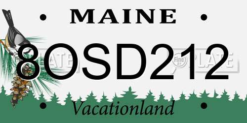 8OSD212 Maine License Plate