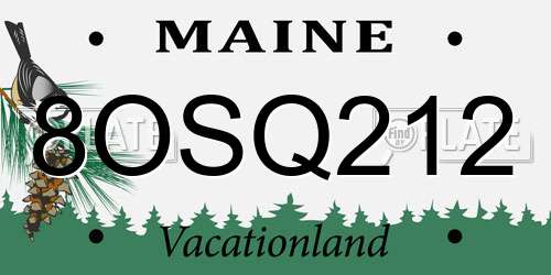 8OSQ212 Maine License Plate