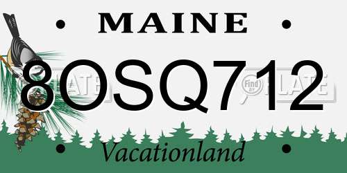 8OSQ712 Maine License Plate