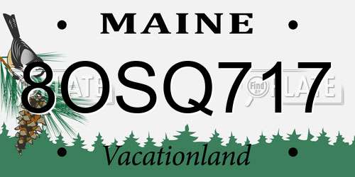 8OSQ717 Maine License Plate