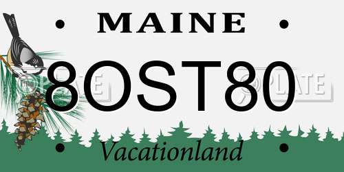 8OST80 Maine License Plate