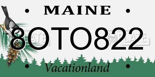 8OTO822 Maine License Plate