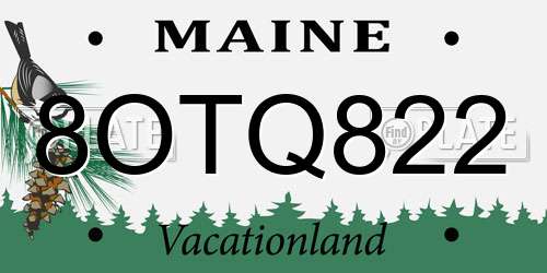 8OTQ822 Maine License Plate