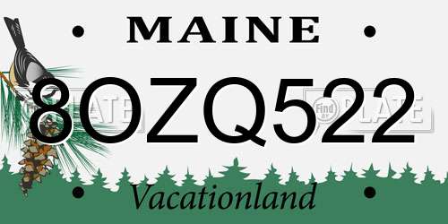 8OZQ522 Maine License Plate