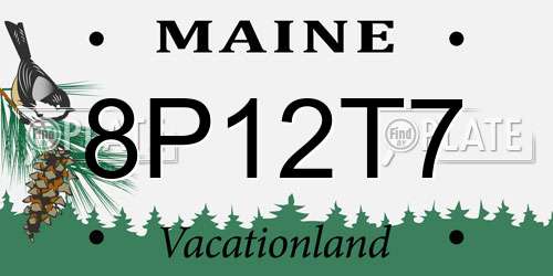 8P12T7 Maine License Plate