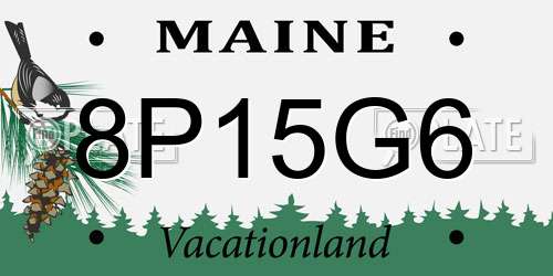 8P15G6 Maine License Plate