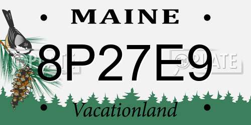 8P27E9 Maine License Plate