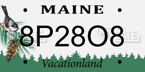 8P28O8 Maine License Plate