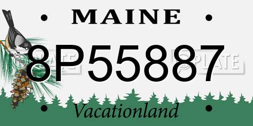 8P55887 Maine License Plate