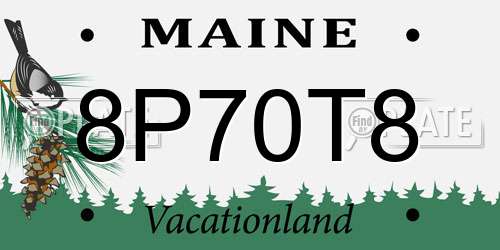 8P70T8 Maine License Plate