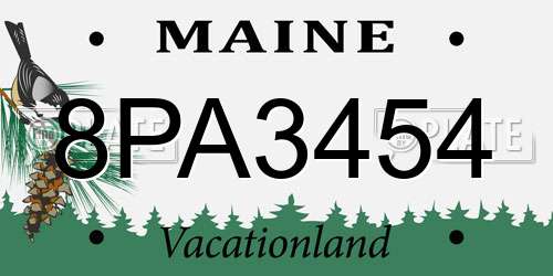 8PA3454 Maine License Plate