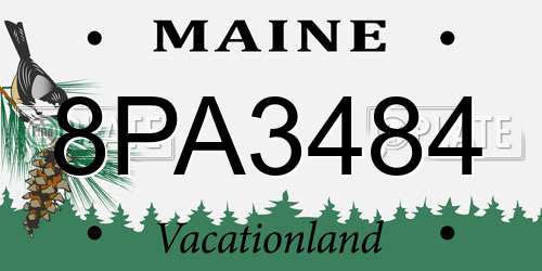 8PA3484 Maine License Plate
