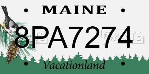 8PA7274 Maine License Plate