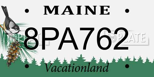 8PA762 Maine License Plate