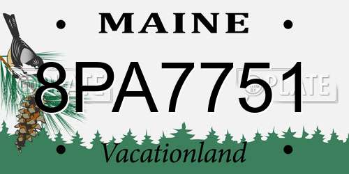 8PA7751 Maine License Plate