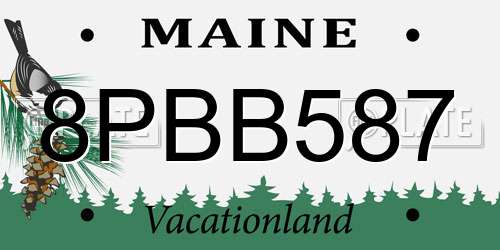 8PBB587 Maine License Plate