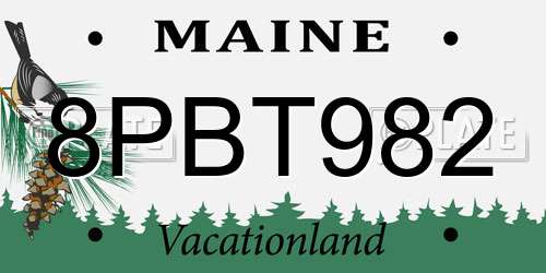 8PBT982 Maine License Plate