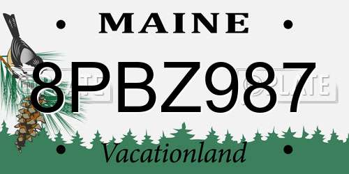 8PBZ987 Maine License Plate