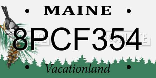 8PCF354 Maine License Plate