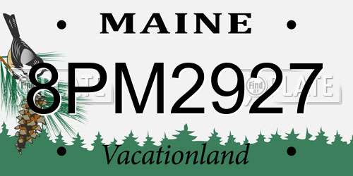 8PM2927 Maine License Plate