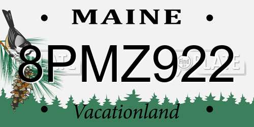 8PMZ922 Maine License Plate