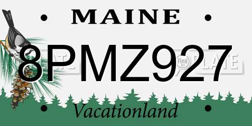 8PMZ927 Maine License Plate