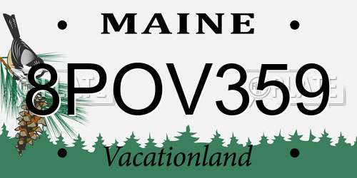 8POV359 Maine License Plate