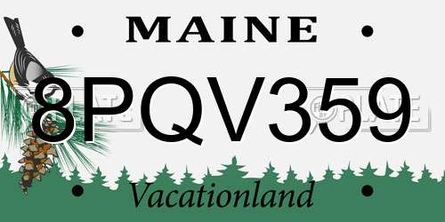 8PQV359 Maine License Plate