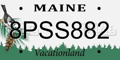 8PSS882 Maine License Plate