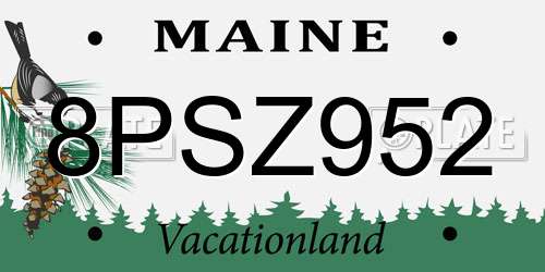 8PSZ952 Maine License Plate