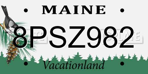 8PSZ982 Maine License Plate