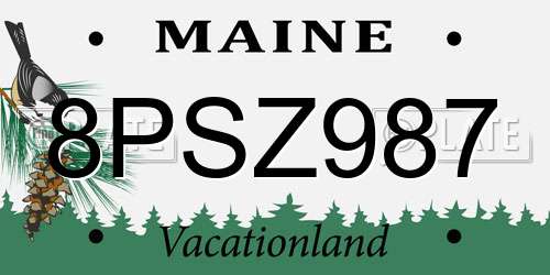 8PSZ987 Maine License Plate