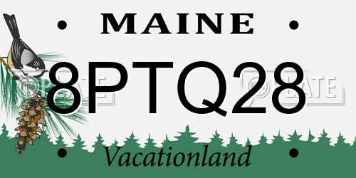 8PTQ28 Maine License Plate