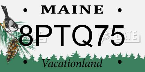 8PTQ75 Maine License Plate