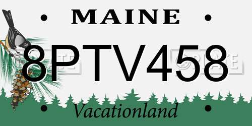 8PTV458 Maine License Plate