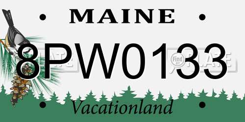 8PW0133 Maine License Plate