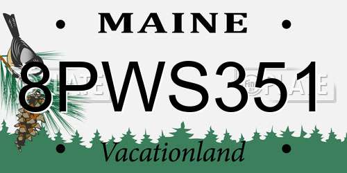 8PWS351 Maine License Plate
