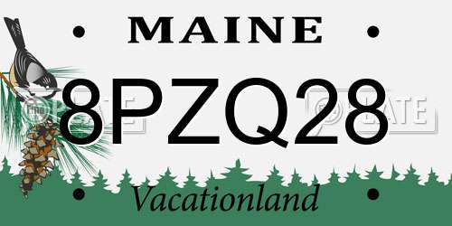 8PZQ28 Maine License Plate