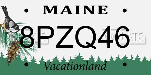 8PZQ46 Maine License Plate