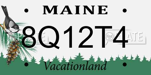 8Q12T4 Maine License Plate