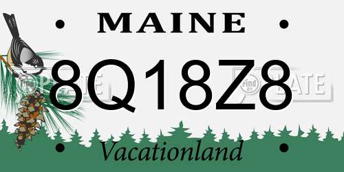 8Q18Z8 Maine License Plate
