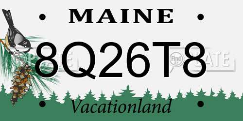 8Q26T8 Maine License Plate