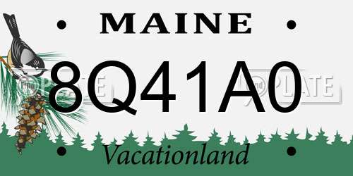 8Q41A0 Maine License Plate